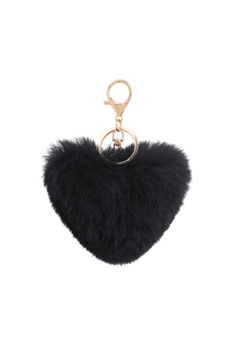 Black Fluffy Heart Keychain/Charm