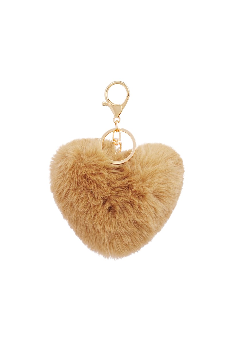 Brown Fluffy Heart Keychain/Charm