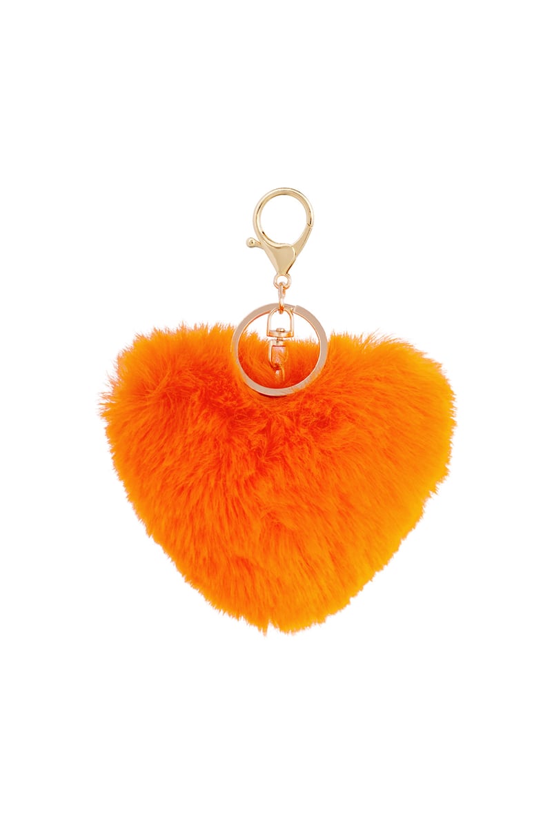 Orange Fluffy Heart Keychain/Charm