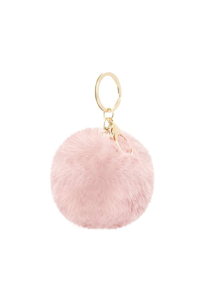 Pink Puffy Ball Keyring