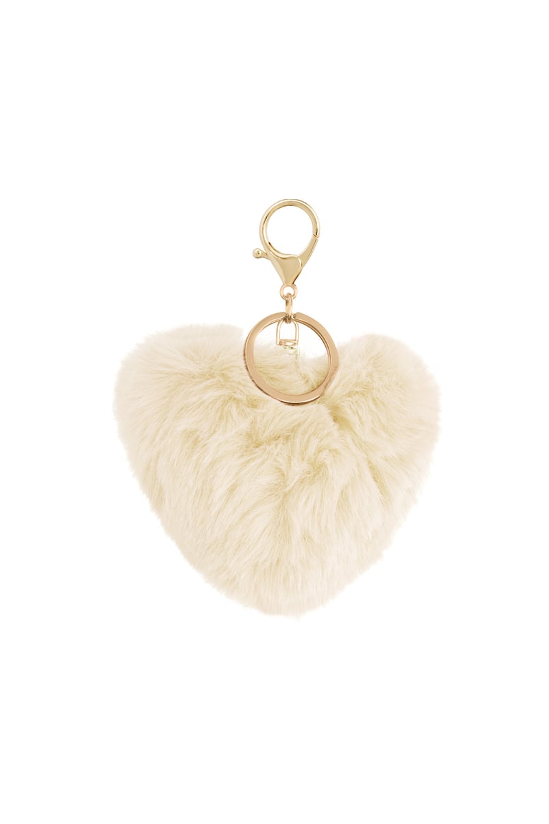 White Fluffy Heart Keychain/Charm